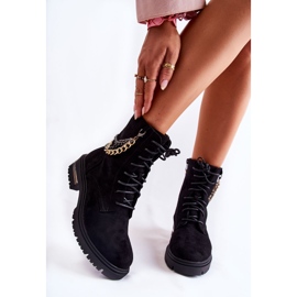 Bottes chaudes en daim noires Sorita avec chaîne le noir 1