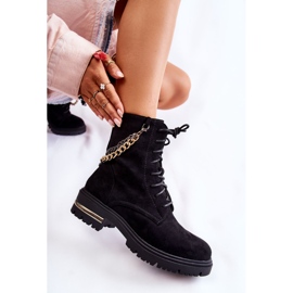 Bottes chaudes en daim noires Sorita avec chaîne le noir 5