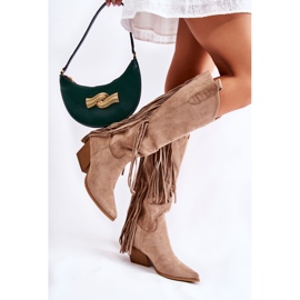 WJ2 Bottes en daim à franges pour femmes Beige Simplo brun 3