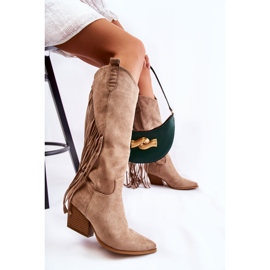WJ2 Bottes en daim à franges pour femmes Beige Simplo brun 6