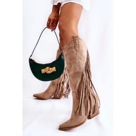 WJ2 Bottes en daim à franges pour femmes Beige Simplo brun 4