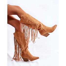 WJ2 Bottines Femme Daim À Franges Camel Simplo brun 4