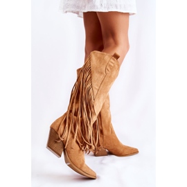 WJ2 Bottines Femme Daim À Franges Camel Simplo brun 7
