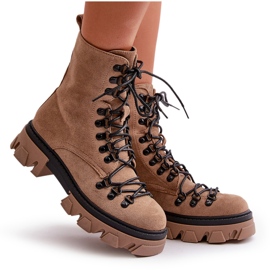 Bottes en daim chaudes nouées marron Pierro brun 11