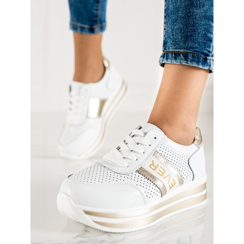 SHELOVET Baskets en cuir blanc sur la plateforme Goodin 1