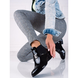 W. Potocki Bottes Potocki Jodhpur pour femmes en cuir écologique laqué noir 1
