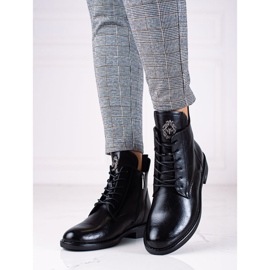 W. Potocki Bottines femme Potocki noires à talons plats le noir 1