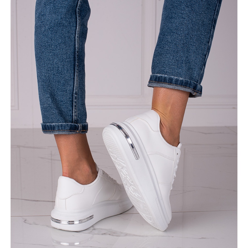 Baskets blanches Shelovet pour femmes en cuir écologique 1