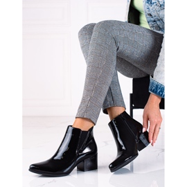 SHELOVET Bottines Chelsea laquées noires Sergio Leone à talons hauts 1