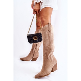 WJ2 Santiags en daim avec surpiqûres beige foncé Beverly 5