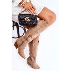 WJ2 Santiags en daim avec surpiqûres beige foncé Beverly 6