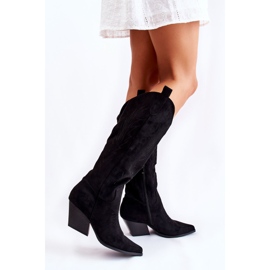 WJ2 Santiags Beverly noires en daim avec surpiqûres le noir 5