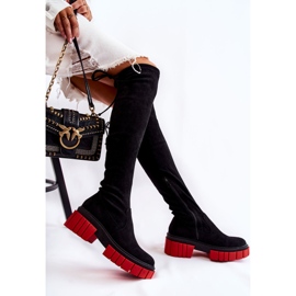 Boots Femme Daim Noir-Rouge Cheera le noir 5