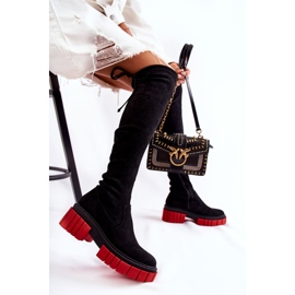 Boots Femme Daim Noir-Rouge Cheera le noir 6