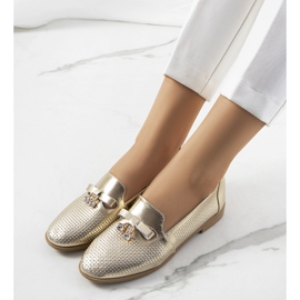 Mocassins dorés ajourés en cuir naturel Curi 1