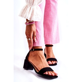 Sandales à talons hauts en daim pour femmes, noir 1