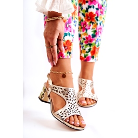 PA2 Sandales Ajourées En Cuir Sur Talons Hauts Doré Salvio 1