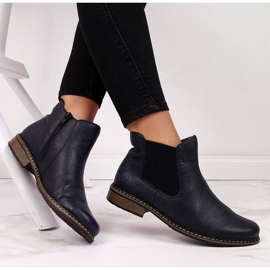 Bottines Chelsea chaudes pour femmes, bleu marine Rieker Z4994-14 le noir 1
