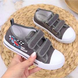 Baskets grises pour enfants Atletico avec velcro 1
