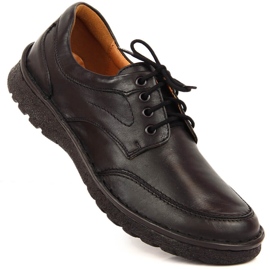 Chaussures en cuir noir pour hommes Łukbut 947 1