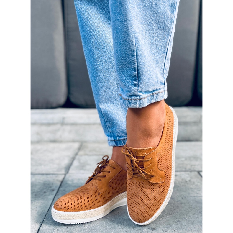 Mocassins espadrilles à lacets Guermo Camel brun 1