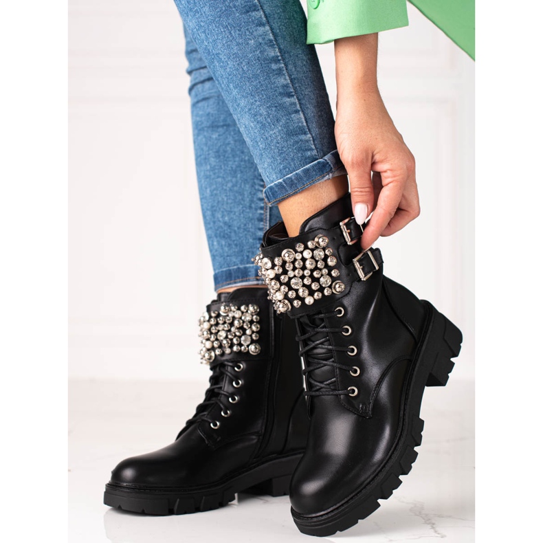 Travailleurs Shelovet noir pour femmes avec des embellissements 1