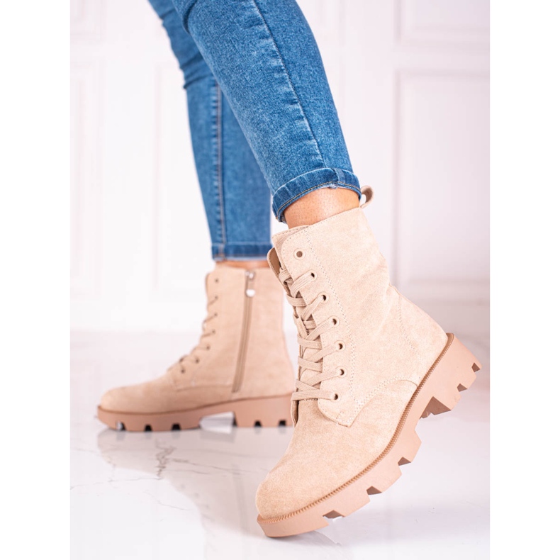 Sacs à lacets en daim Shelovet pour femmes, beige 2