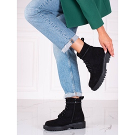 Bottines de randonnée femme en daim noir 2