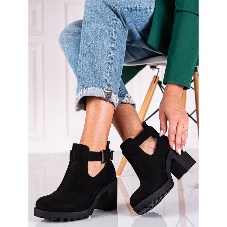 Bottines femme Shelovet noires à boucle décorative le noir 1