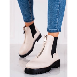 Baggies femme beiges avec fermeture éclair 1