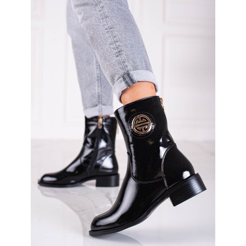 Bottes hautes laquées Shelovet noir le noir 1