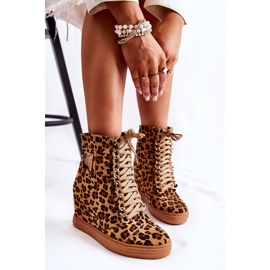Baskets Femme Lu Boo Chaîne Dorée Daim Léopard Monica beige brun 1
