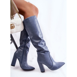 Bottes Mayra bleues classiques sur un poteau 5