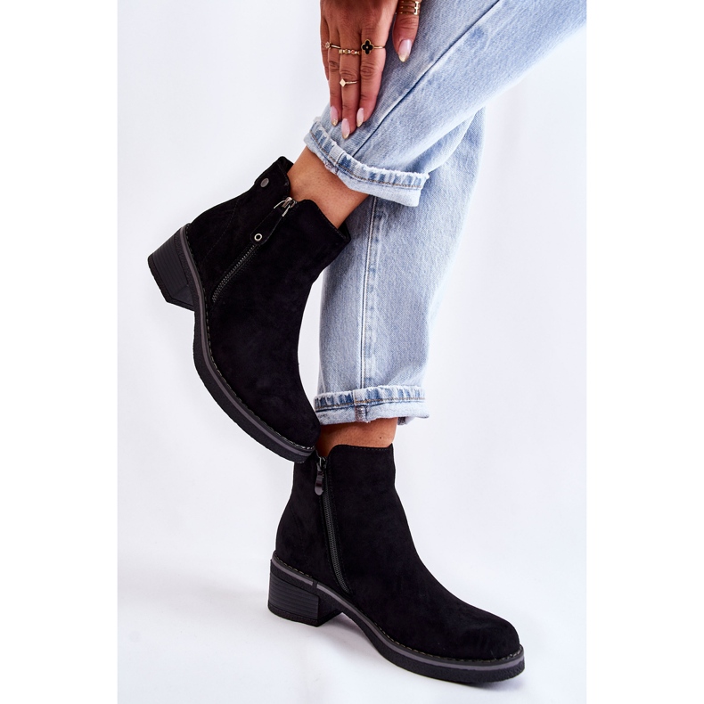 PS1 Bottes en daim noir Laurisa sur un petit talon le noir 2