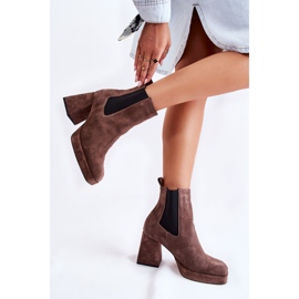 Bottes en daim à talon massif Laura Messi 2519 Marron brun 4
