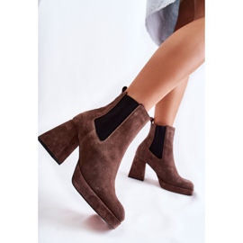 Bottes en daim à talon massif Laura Messi 2519 Marron brun 3