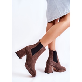 Bottes en daim à talon massif Laura Messi 2519 Marron brun 5