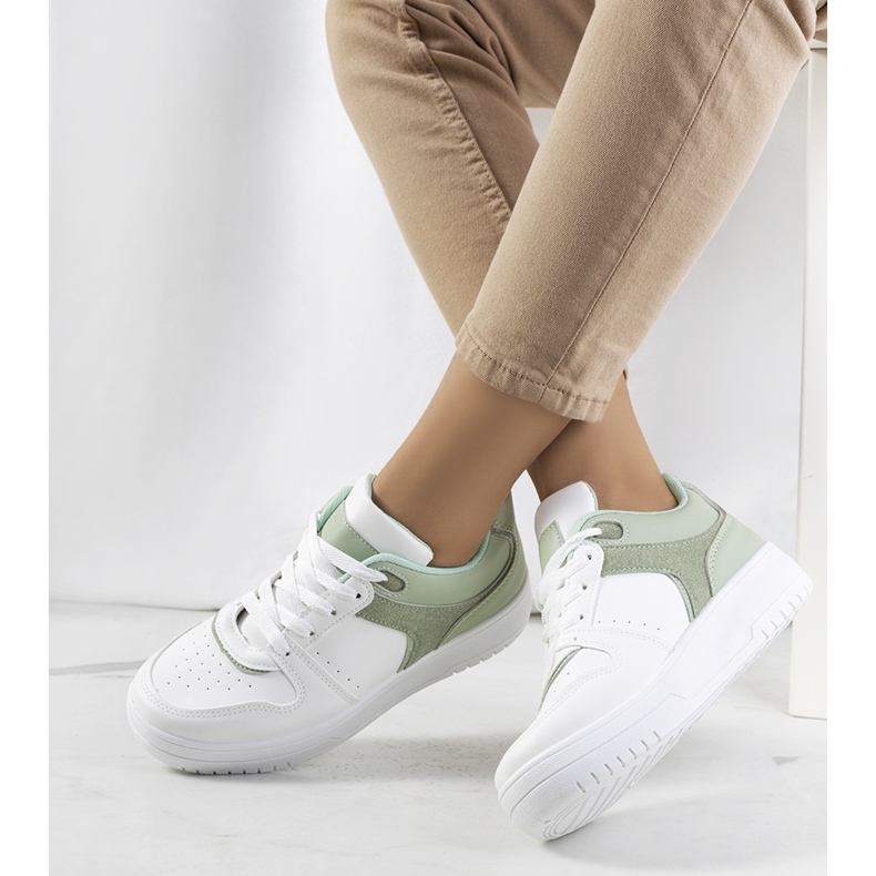 Baskets vertes femme Lins blanc 1