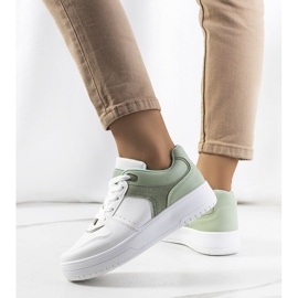 Baskets vertes femme Lins blanche 2