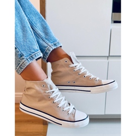 Baskets en toile Jude Kaki à la cheville beige 2 Baskets en toile Jude Kaki à la cheville beige 2