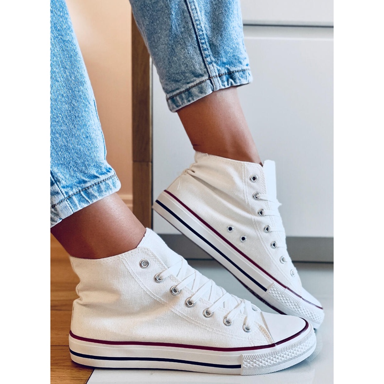 Baskets en toile Jude White à la cheville blanche 1