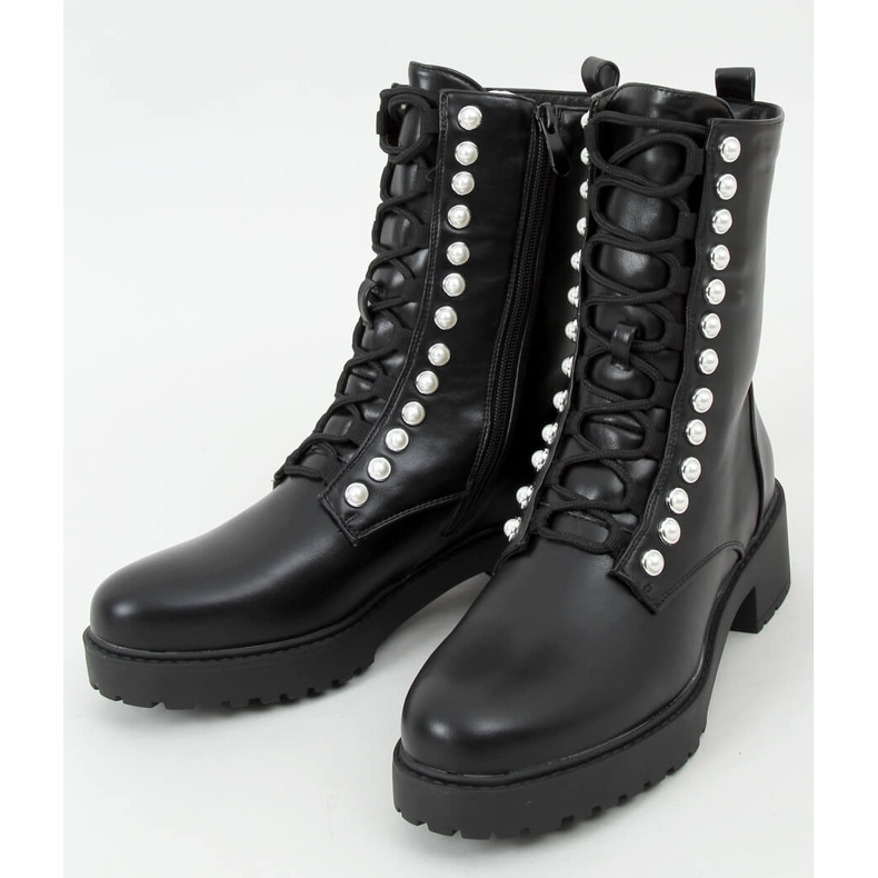 Bottes militaires avec perles Odrey Black noir 1