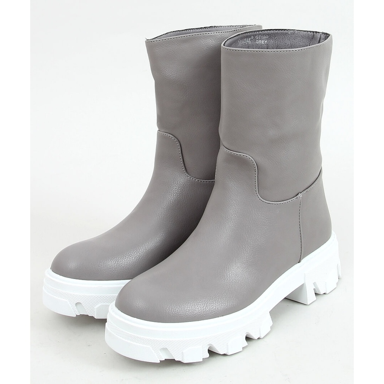 Bottes avec une tige simple Jowita Grey gris 1