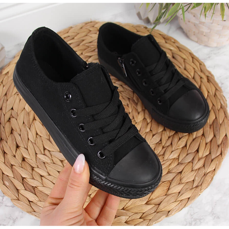 Baskets basses noires pour enfant Atletico avec fermeture éclair 1
