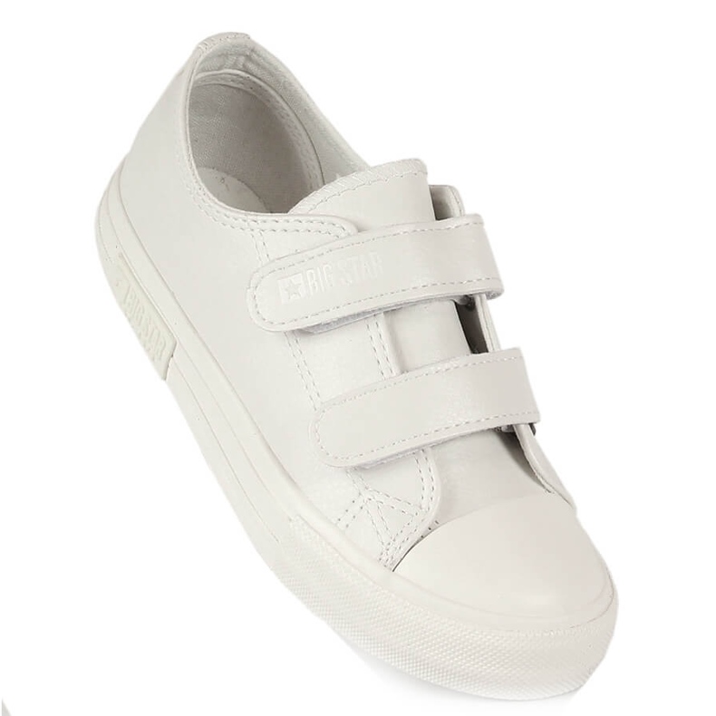 Baskets pour enfants avec velcro en éco-cuir blanc Big Star KK374055 blanche 1