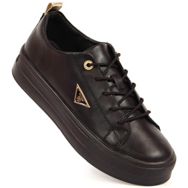 Chaussures pour femmes en cuir sur la plate-forme Filippo noire le noir 2