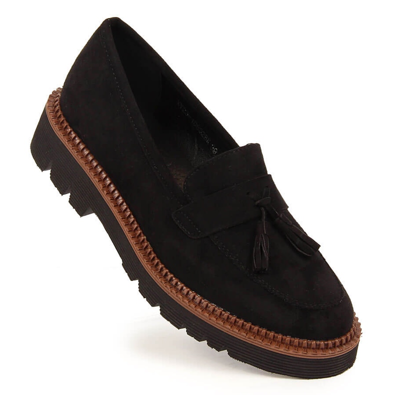 Mocassins femme en daim noir à franges Vinceza le noir 1