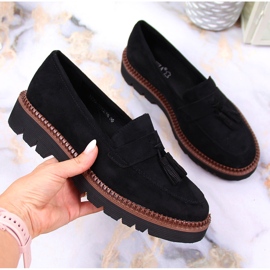 Mocassins femme en daim noir à franges Vinceza le noir 2