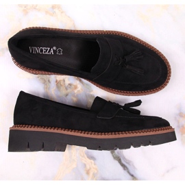 Mocassins femme en daim noir à franges Vinceza le noir 3