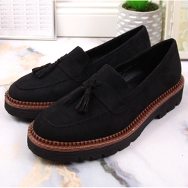 Mocassins femme en daim noir à franges Vinceza le noir 4